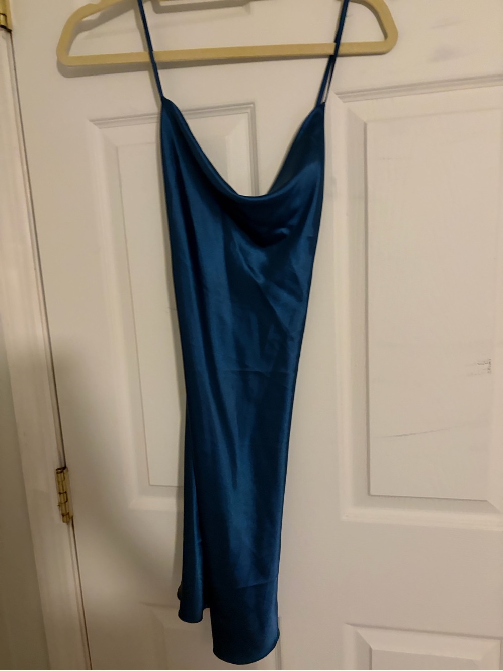 SHEIN Satin Cowl Slip Dress in Teal